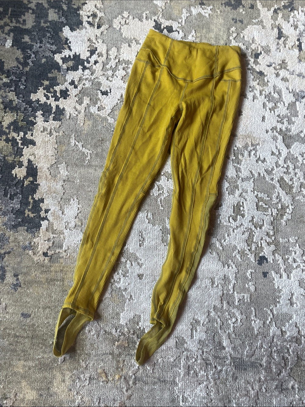 Free people movement High-Waist Ribbed Leggings in Mustard Yellow. XS